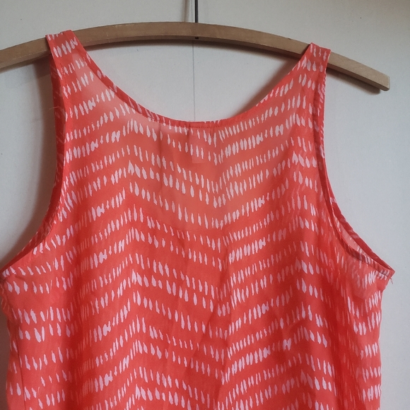 3/$20 Old Navy coral white women's tank top, lightweight sheer chiffon size S - Picture 7 of 12
